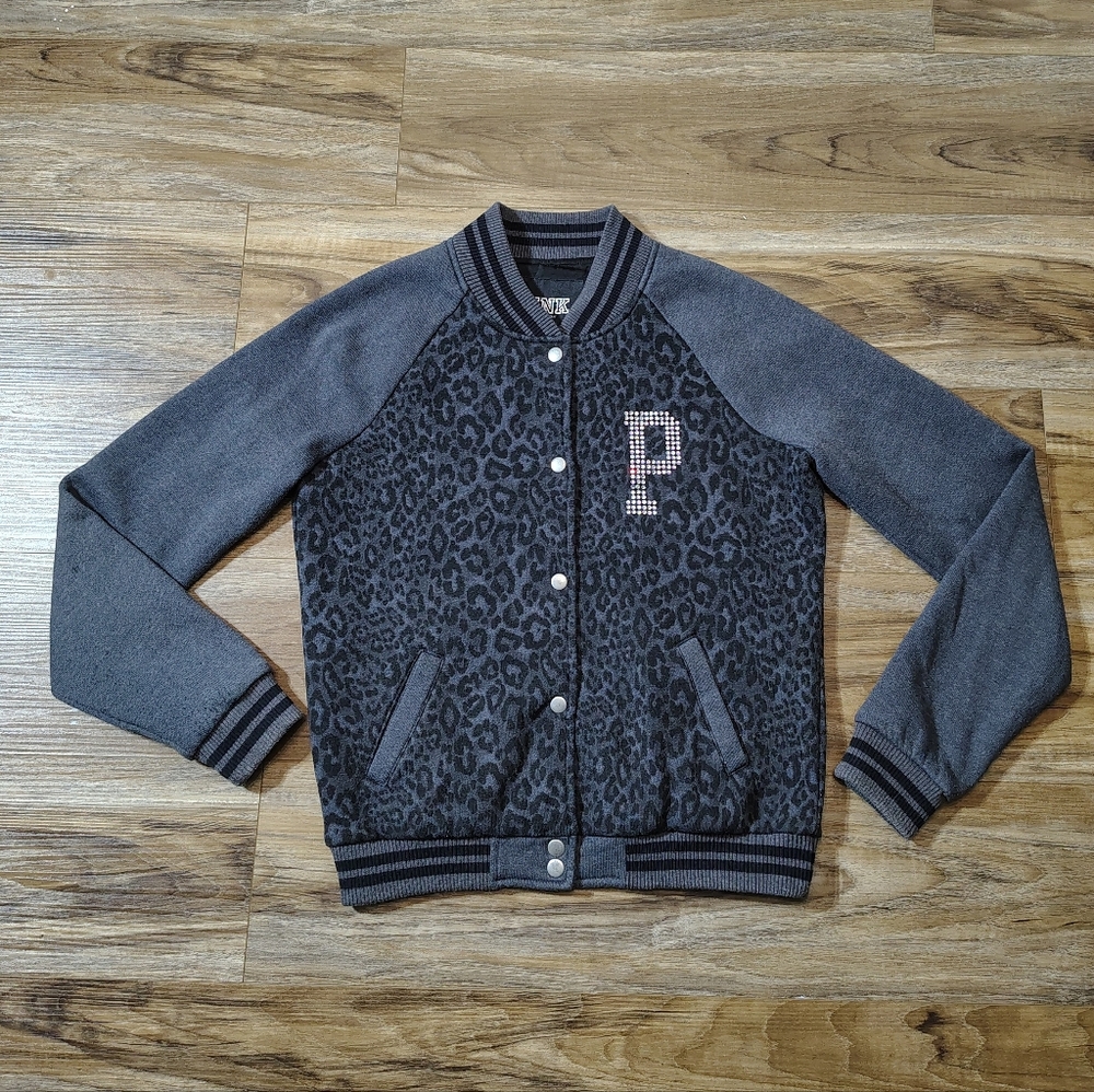 Victoria's Secret PINK Leopard Bomber Varsity Jacket, small 2013 Rare